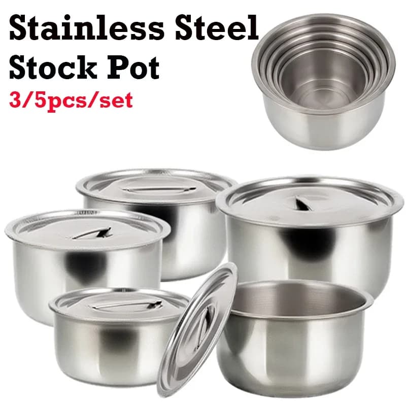 Stainless Steel Soup Pot Set with Lids