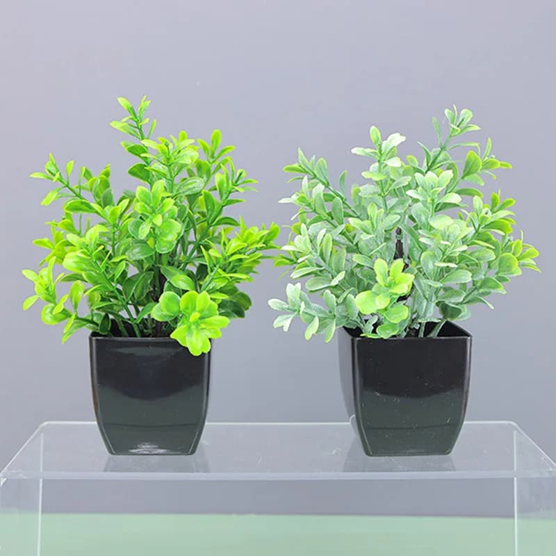 Small Artificial Bonsai Plant in Black Pot