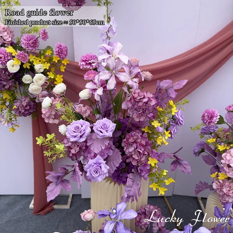 Outdoor Wedding Decoration Artificial Flowers Floral Backdrop Arrangement Home Decor Hanging Flower Row Road Lead Flower Ball
