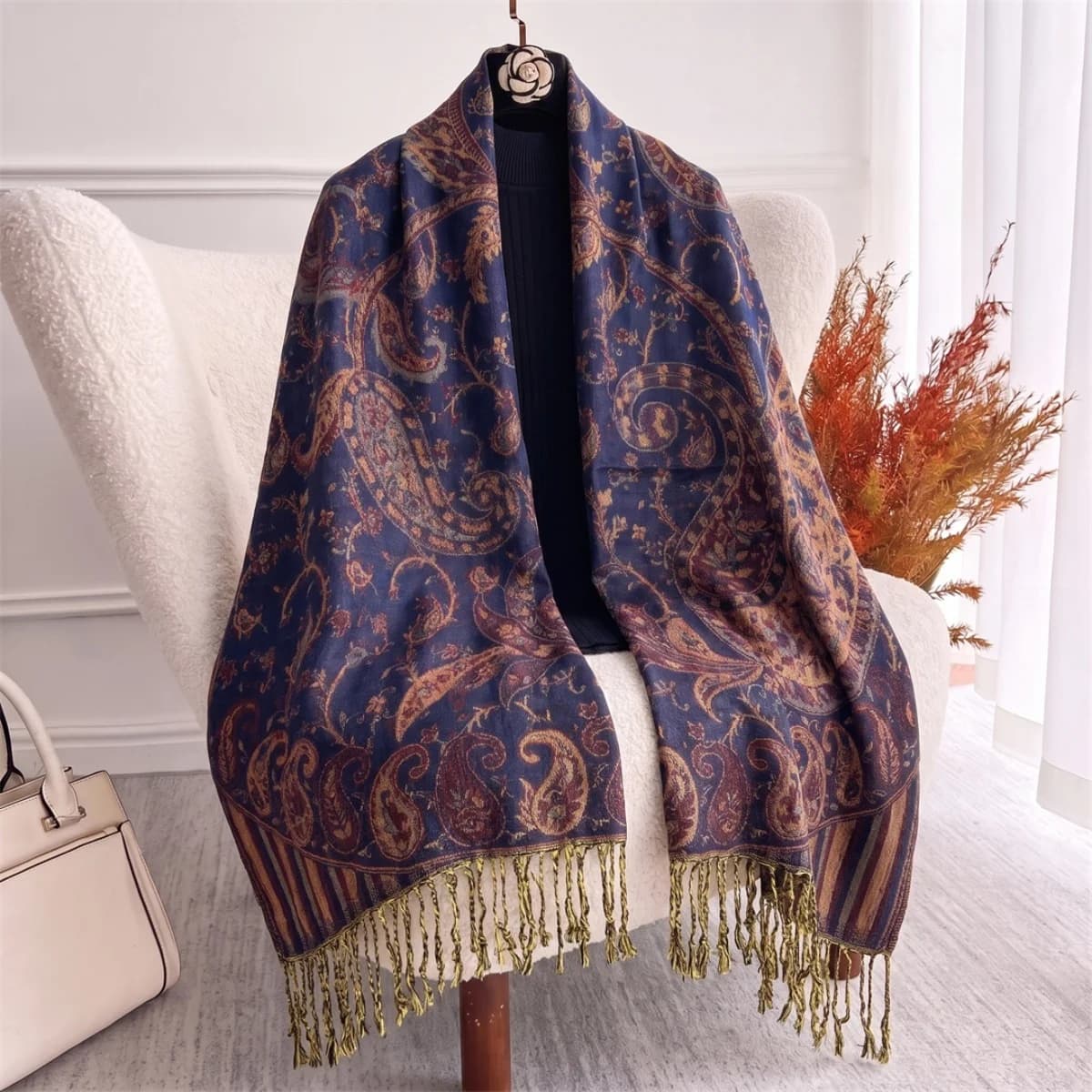 Pashmina Botanical Print Scarf Wrap Shawl