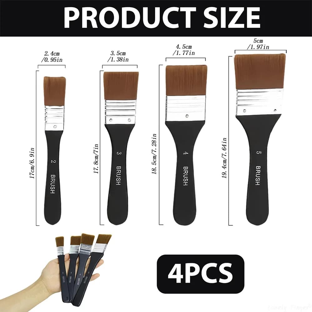 Flat Bright Paint Brushes with Wooden Handle