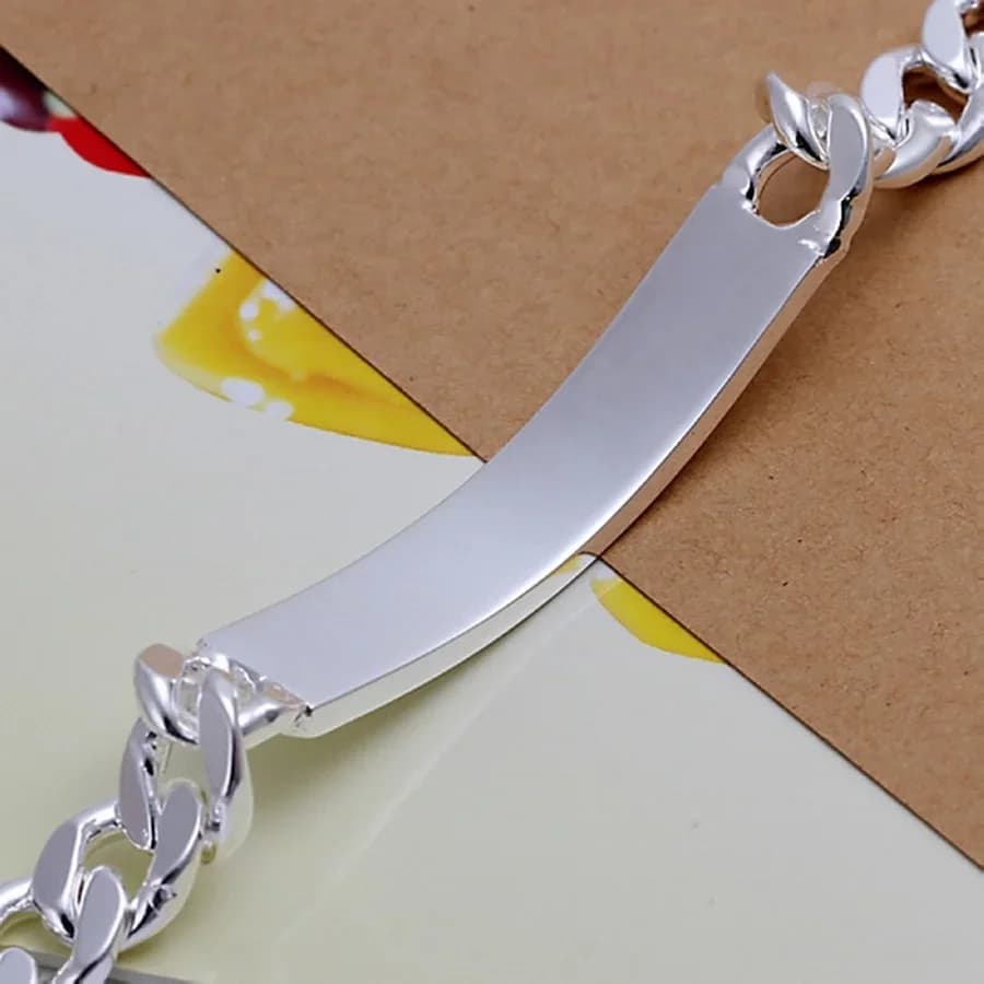 Silver Tone Chain Link Bracelet for Men