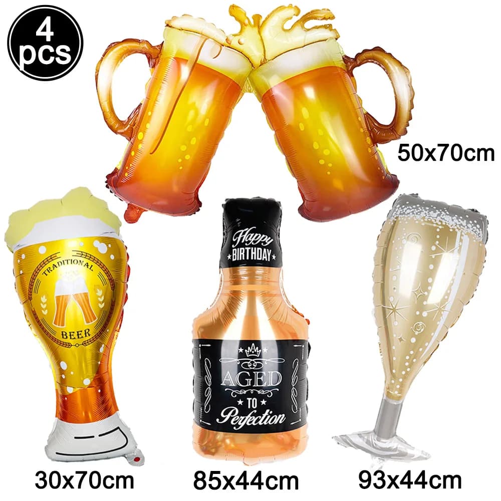 Adult Birthday Party Whisky Champagne Beer Cups Balloon Beer Cheers Father's Day 30th 40th 50th 60th Birthday Party Decor