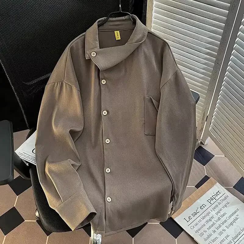 Men's Clothing Trendy Unisex Shirts New Loose Tops Irregular Long-sleeved Coat Shirts
