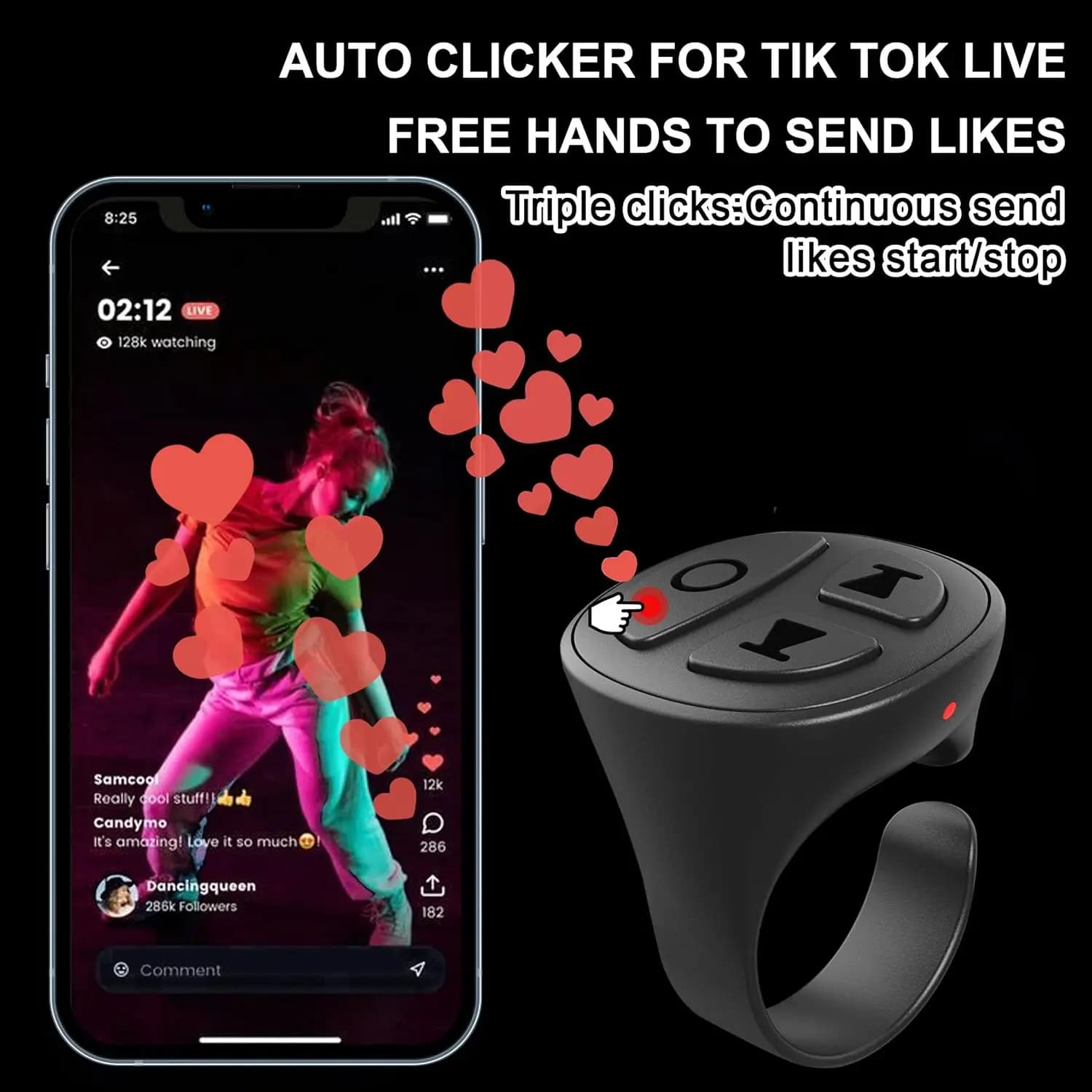 GITFOS Phone Remote Control for TikTok Scroller Ring Bluetooth Page Turning Ring Roller Both Camera Remote Control Function