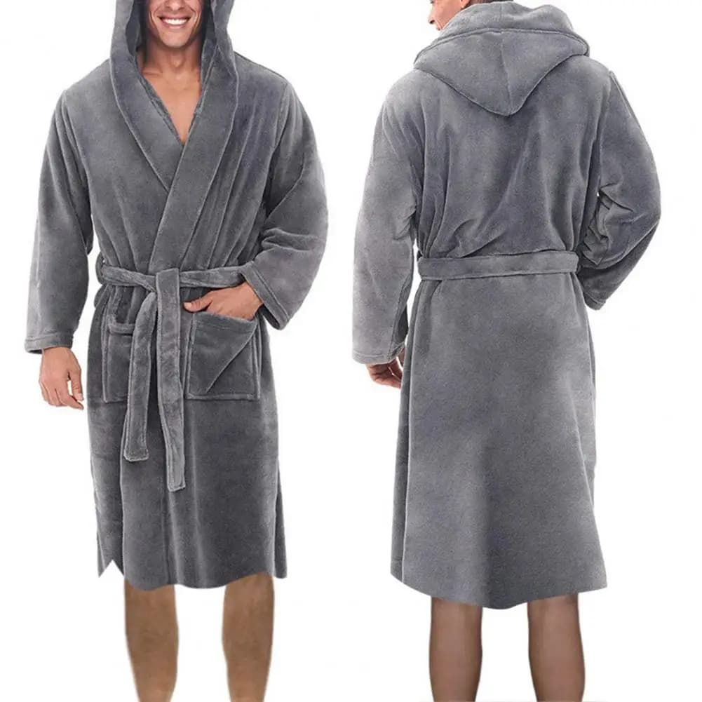 Men's Hooded Fleece Bathrobe