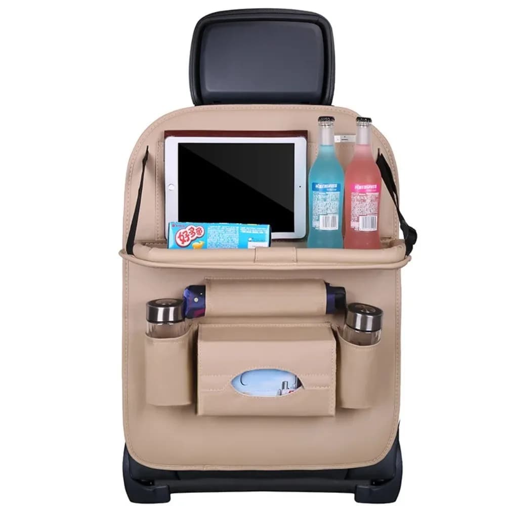 Car Seat Back Organizer with Foldable Table Tray