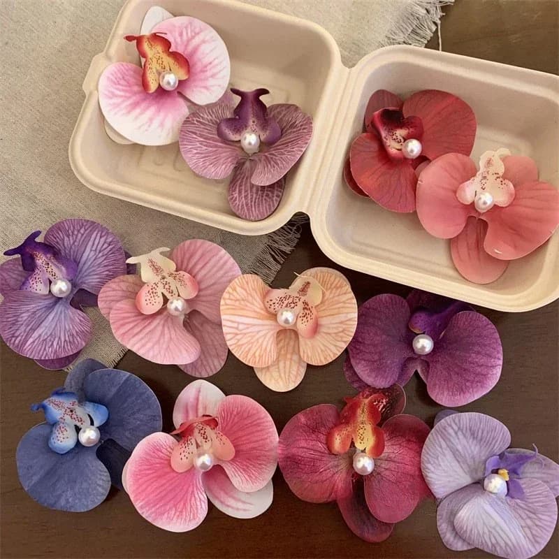 Pink Orchid Flower Hair Clip
