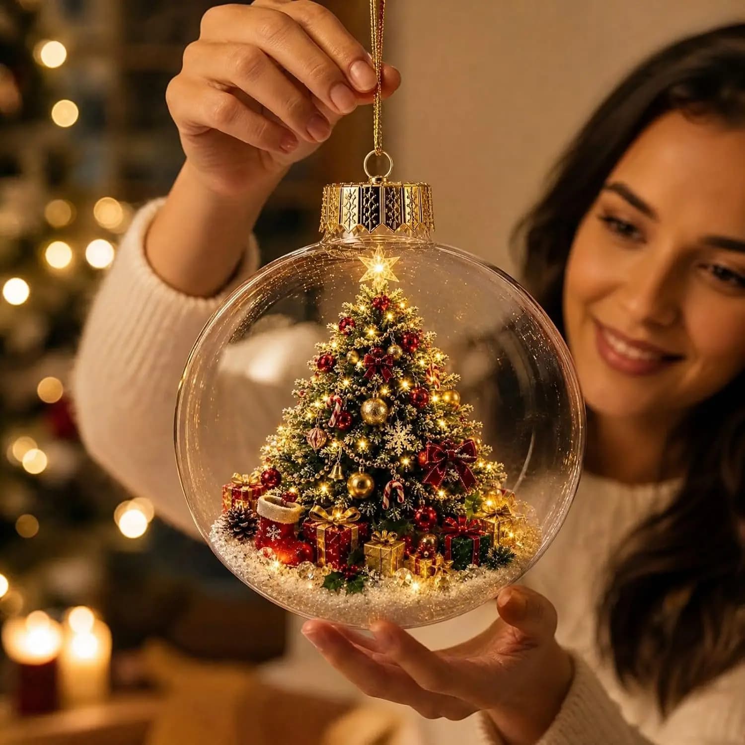 Lighted Glass Christmas Ball Ornament
