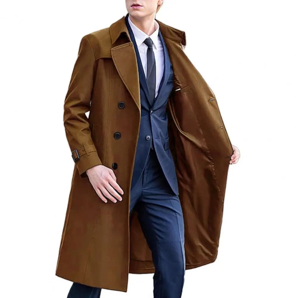 Men's Double-Breasted Windbreaker Coat