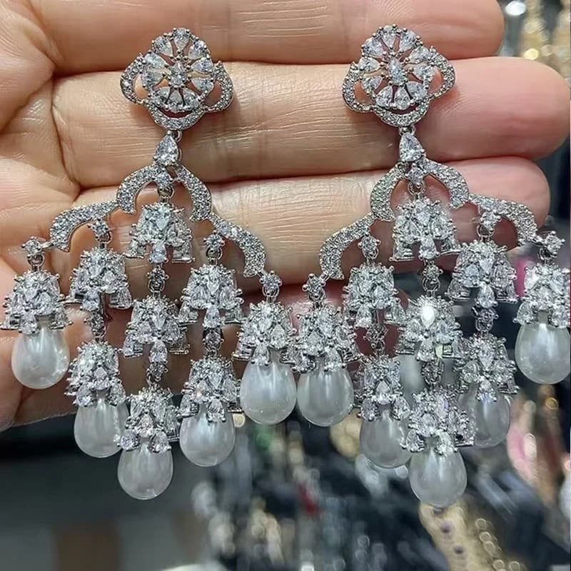 Pearl Drop Earrings with Tassel