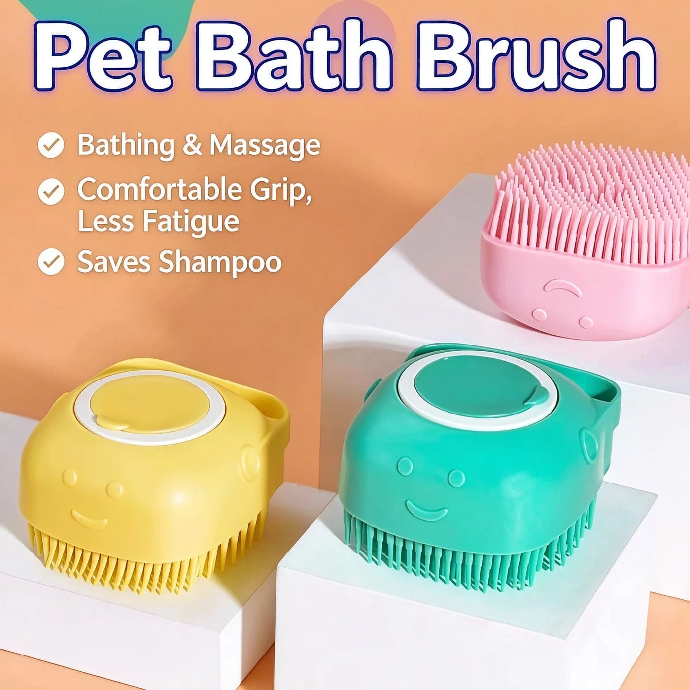 Pet Shampoo Brush with Dispenser