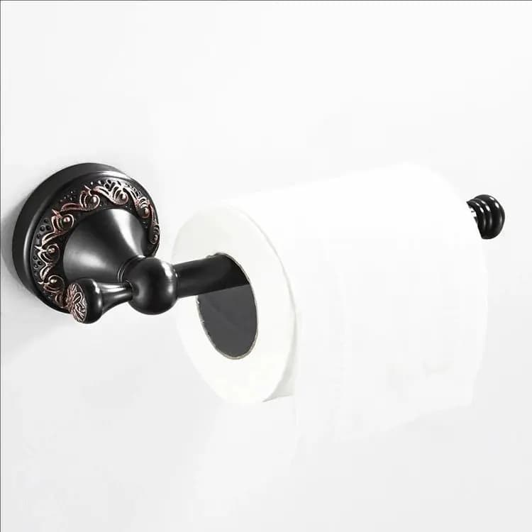 Bathroom Accessories Black Ancient Carved Toilet Brush Holder Solid Brass Bath Hardware Sets Soap Dish Retro Basket Paper Holder