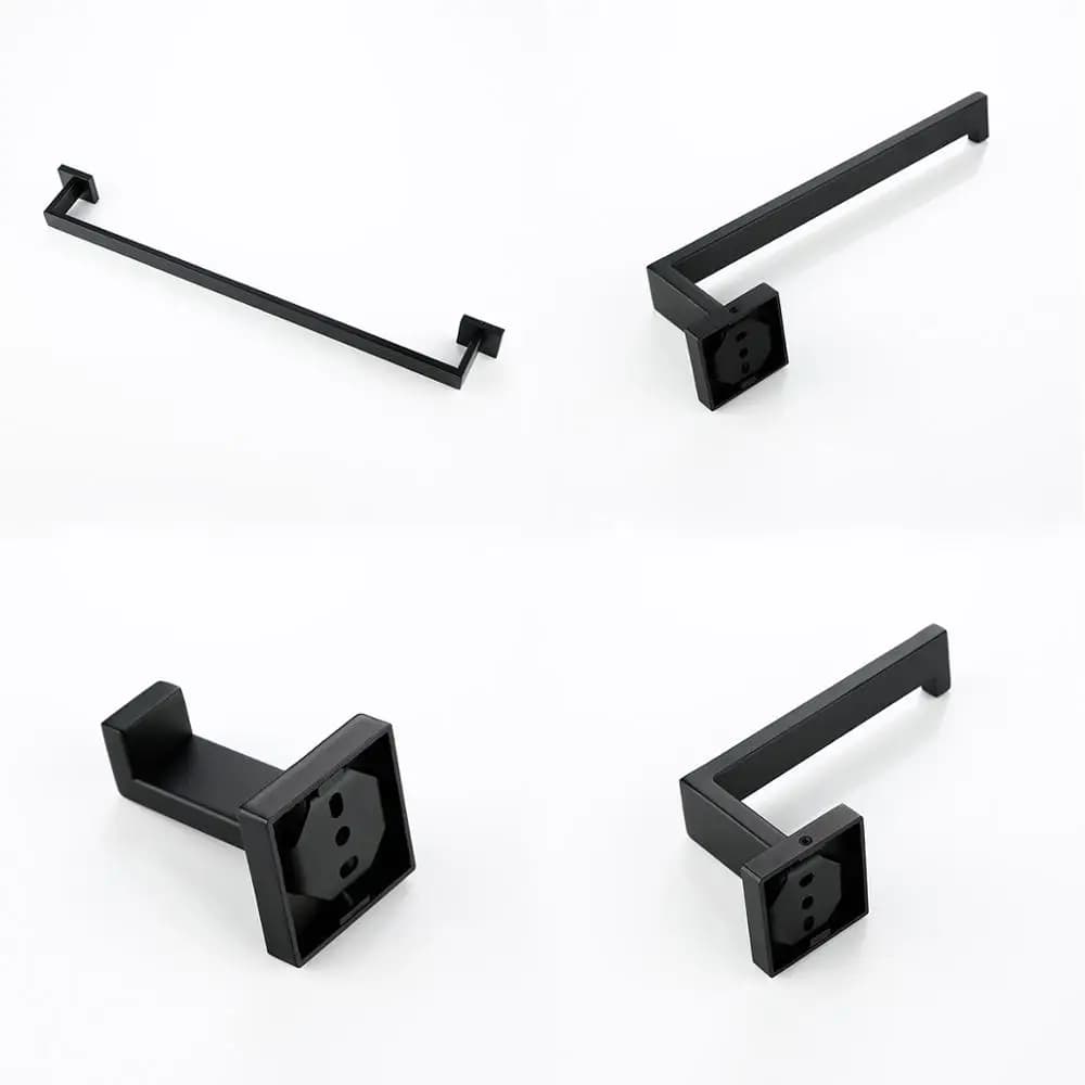 Bathroom Accessories Bathroom Hardware Set Black Robe Hook Towel Rail Bar Rack Bar Paper Holder Shelf