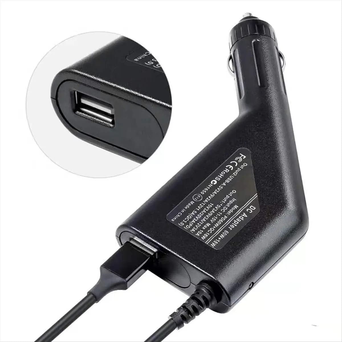 90W DC Laptop Car Charger 20V 4.5A