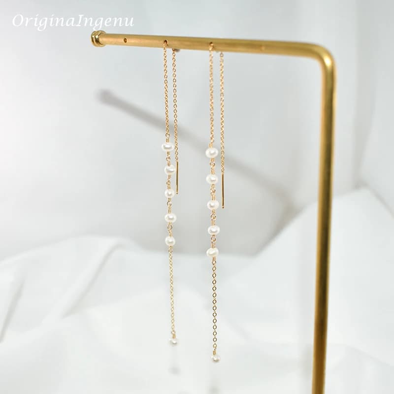 Natural Pearl Drop Earrings 14K Gold Filled