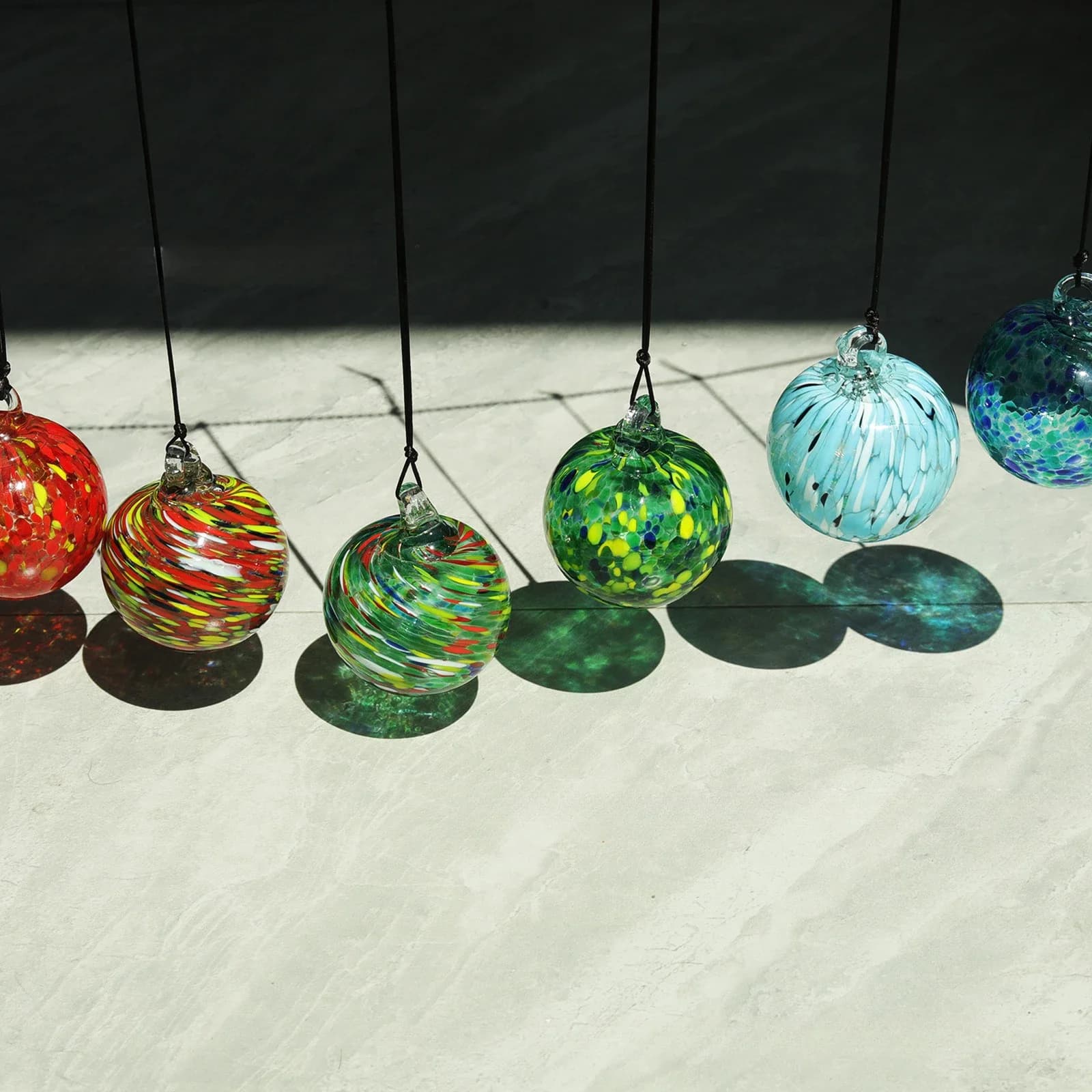 Hand-Blown Glass Hanging Ball Ornament