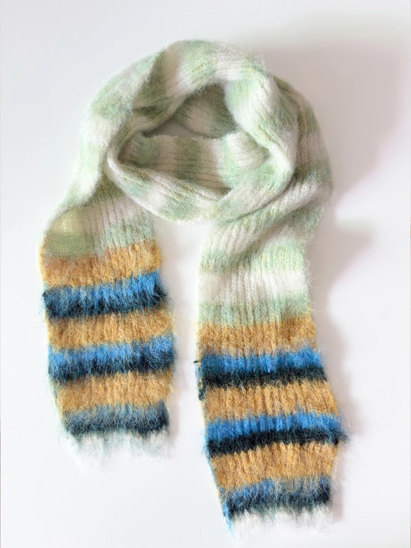 Winter Striped Knit Scarf