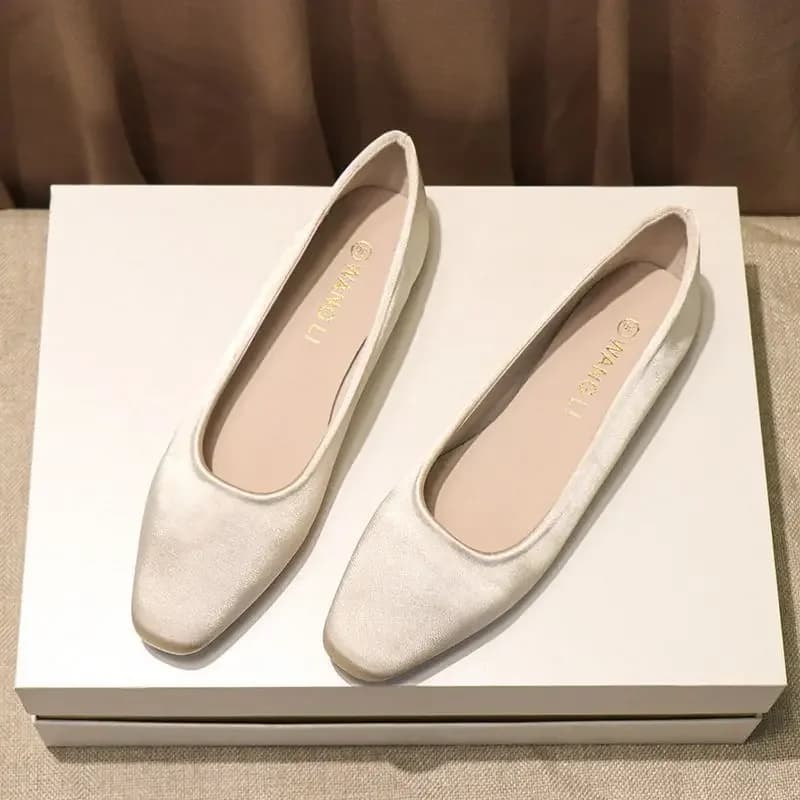 Women's Low Heel Square Toe Office Flats