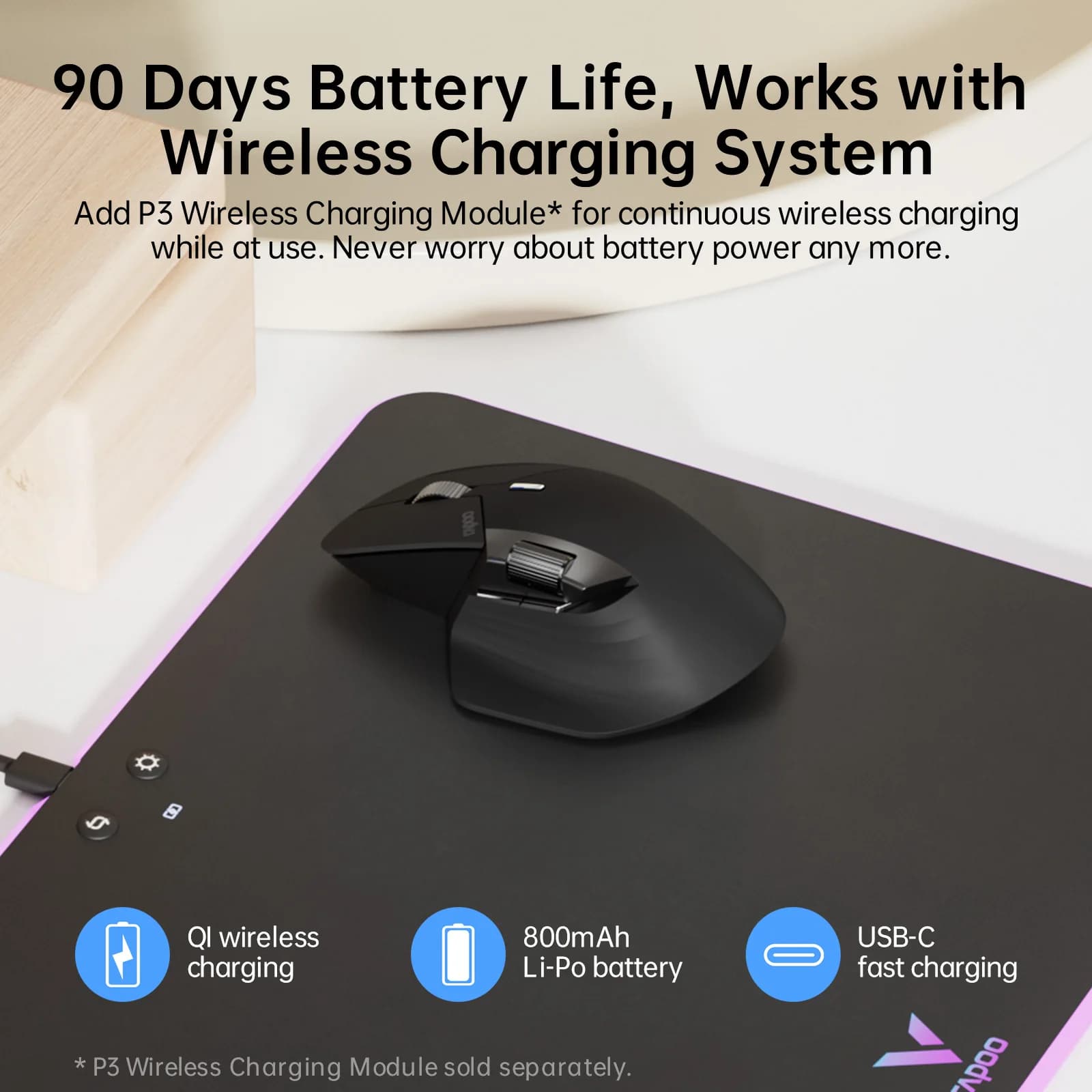Ergonomic Multi-Device Wireless Laser Mouse