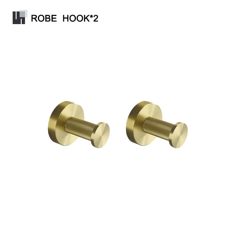 Bathroom Hardware Accessories Set Brushed Gold Knurled Brass Kit Towel Bar Ring Robe Hook Paper Holder Towel Ring Toilet Brush
