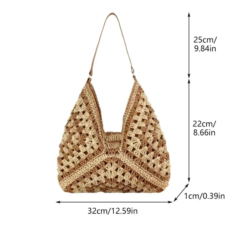 Women's retro handbag, woven lightweight handbag, fashionable commuting and travel shopping bag,
