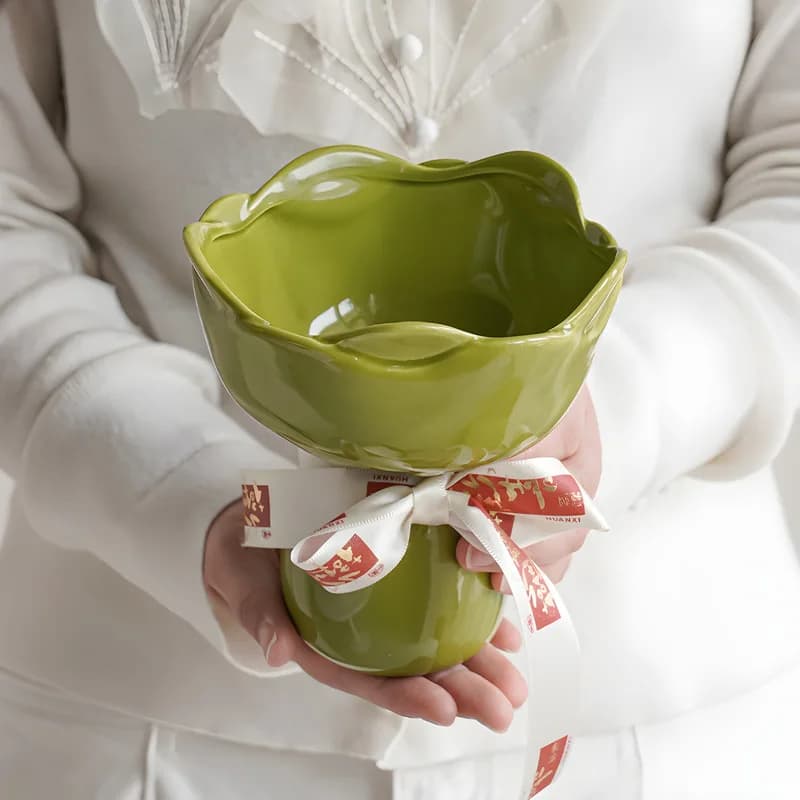 Rose-Shaped Ceramic Vase