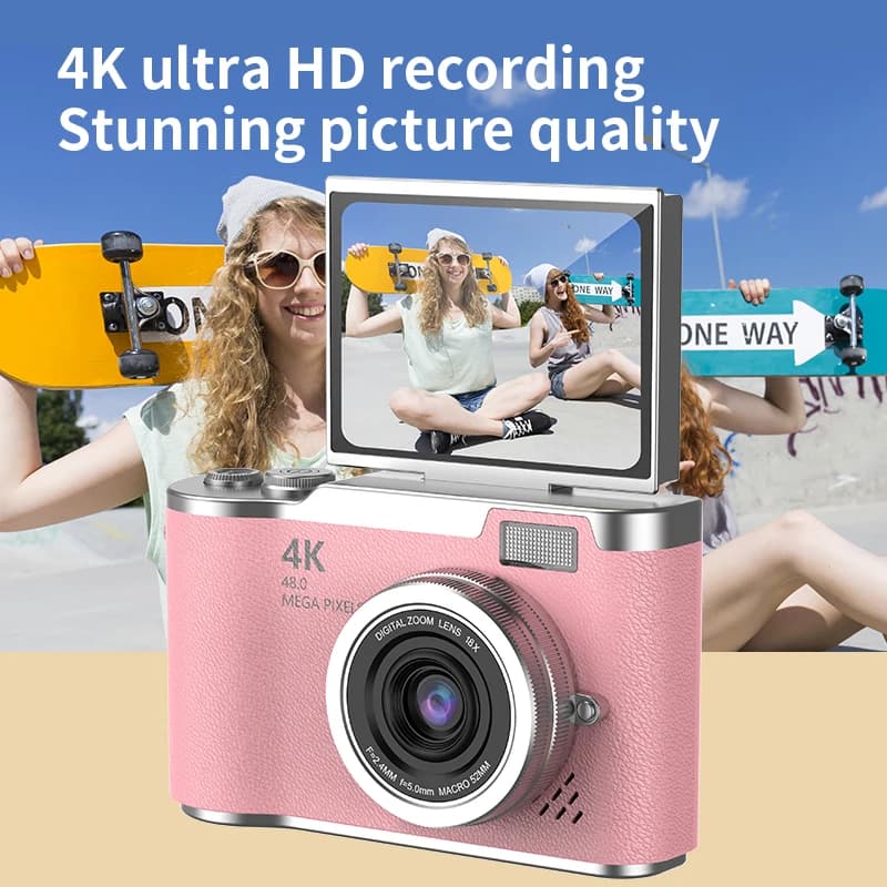 4K Digital Camera with 48MP and Flip Screen