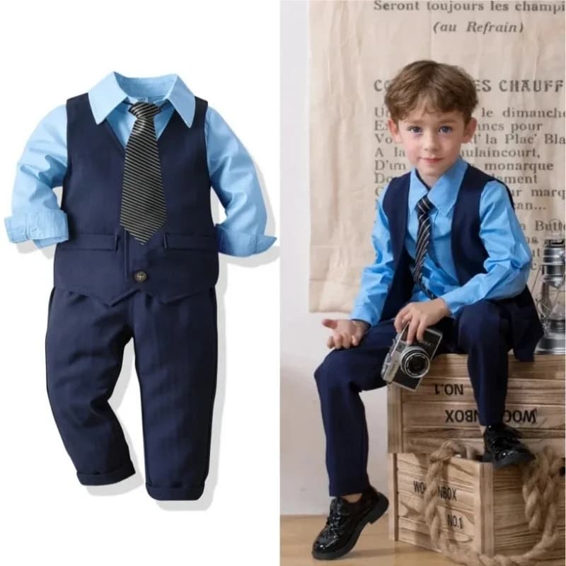 Kids Solid Formal Cotton Suit 1-6 Years