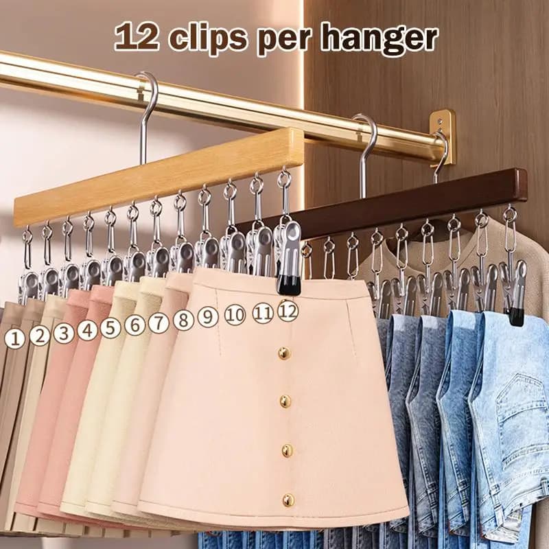 Closet Organizer With 10/12 Clips, Space Saving Hanging Closet Organizer, Space-Saving Hat Scarf Clothespins