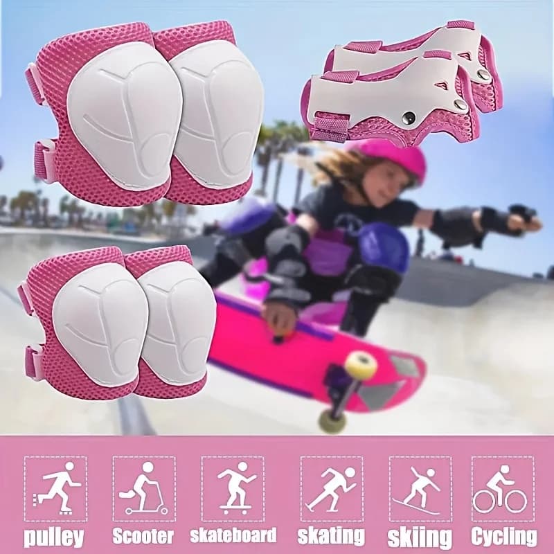 6pcs Kids' Sports Protective Gear Set for Ages 3-8 - Knee Pads, Elbow Guards, Durable PE Material, Shock Absorbent