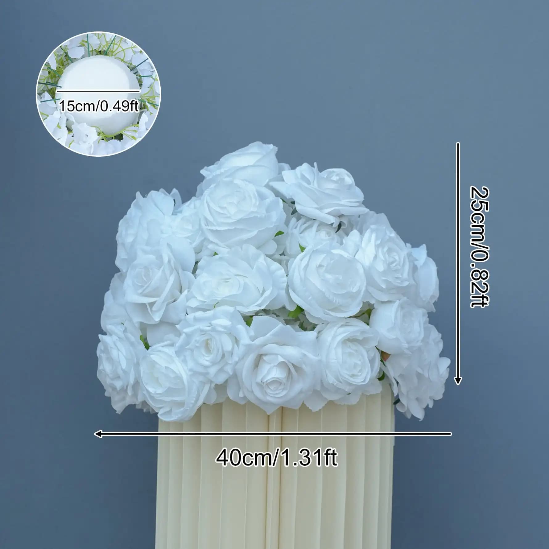 Pure White Silk Rose Flower Row Runner