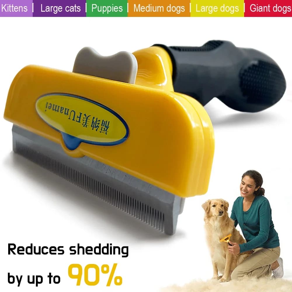Pet Deshedding Brush with Curved Edge