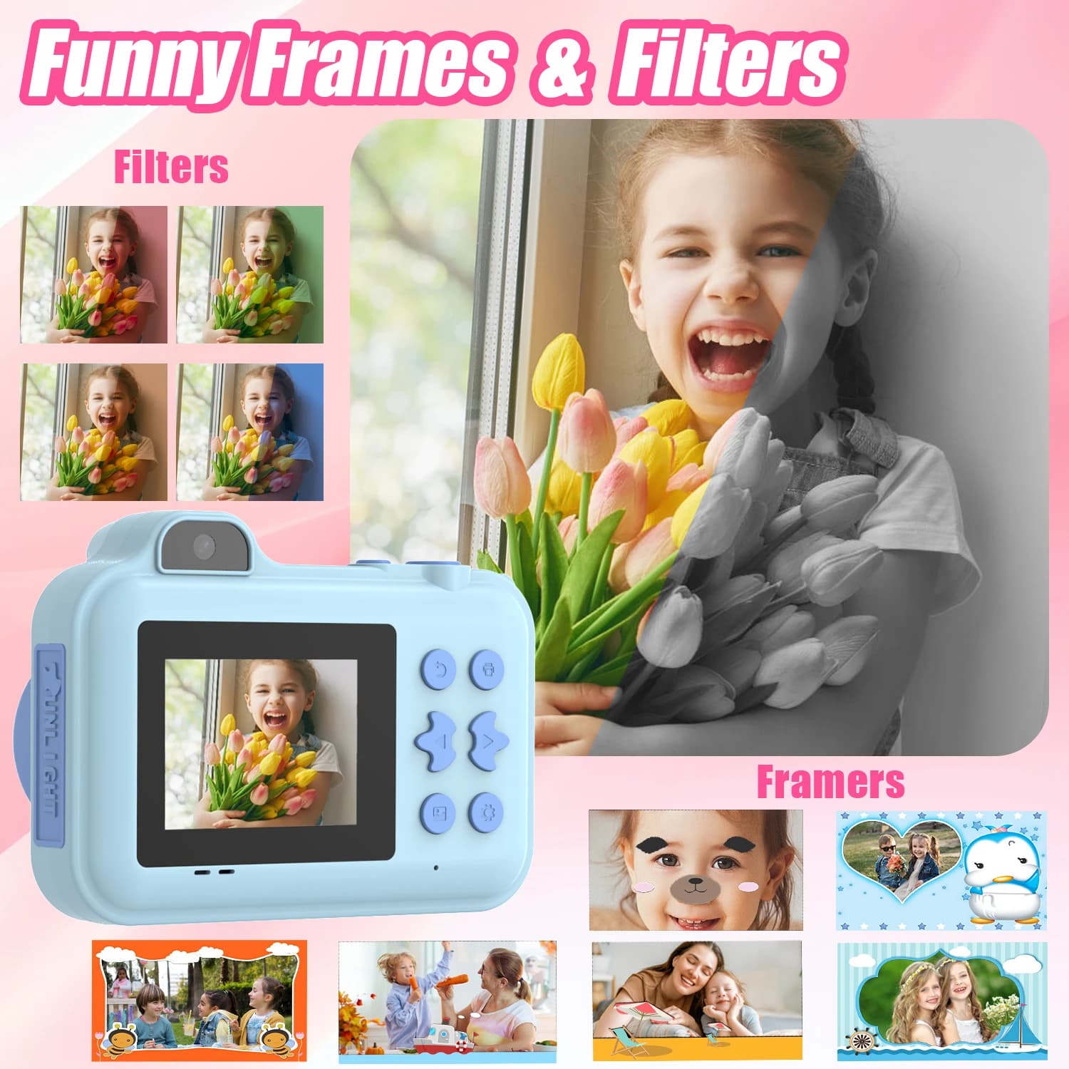 Kids Instant Print Camera with Dual Lens