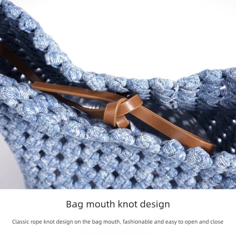 Women's Handwoven Hollow-Out Bucket Bag with Large Capacity Urban Daily Commute Versatile Minimalist