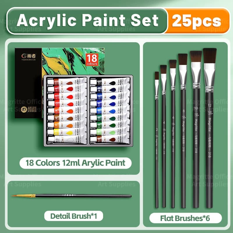 Acrylic Paint Set with Brushes
