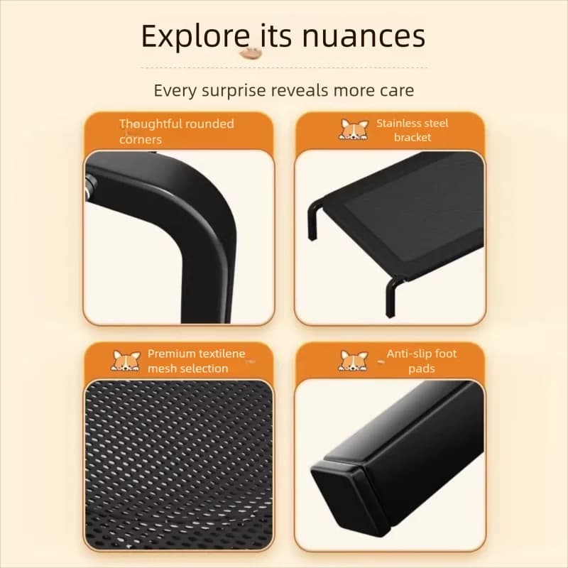 Elevated Mesh Dog Bed with Stainless Steel Frame