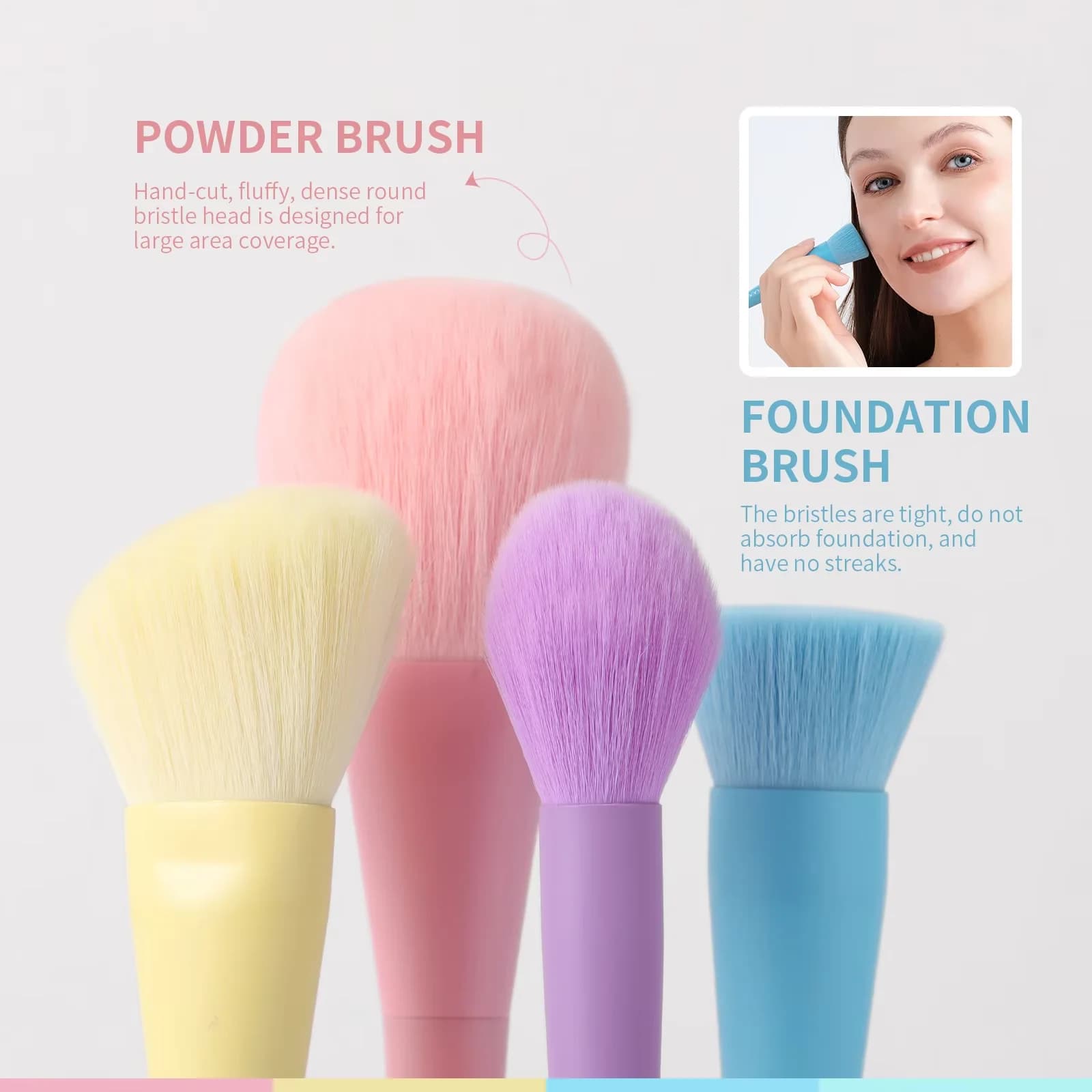 17-Piece Colorful Eyeshadow and Foundation Brush Set