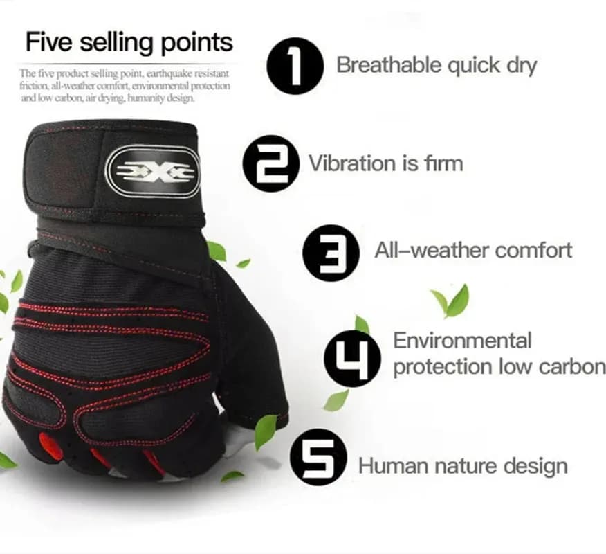 Half-Finger Wrist Guard Gloves for Fitness