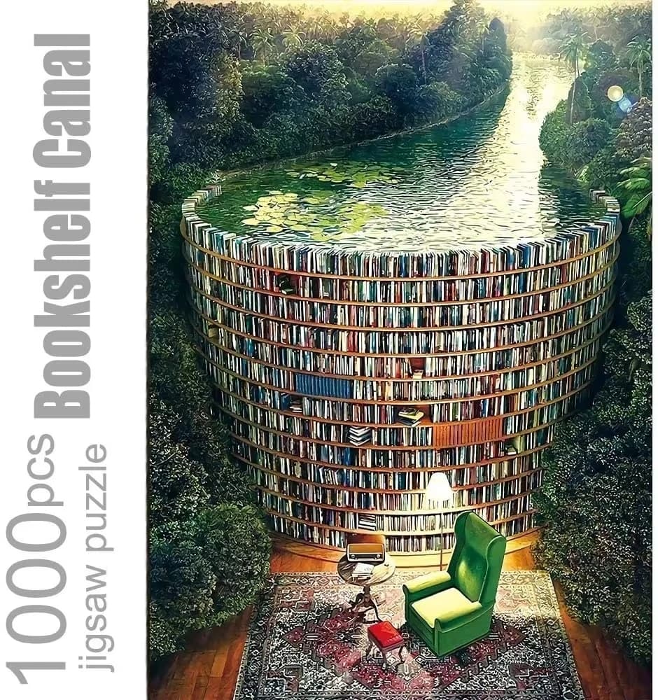 Bookshelf Canal 1000 Piece Jigsaw Puzzle