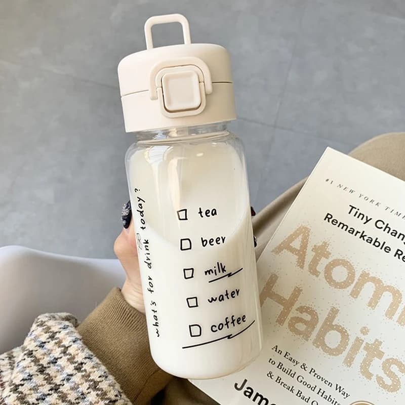 Cartoon Plastic Water Bottle with Straw