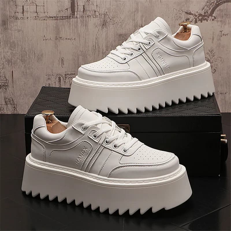 2026 New Platform Korean Sneakers for Men Running Shoes Walking Comfortable Male Casual Lace Up Vulcanized Shoes Chunky Sneaker