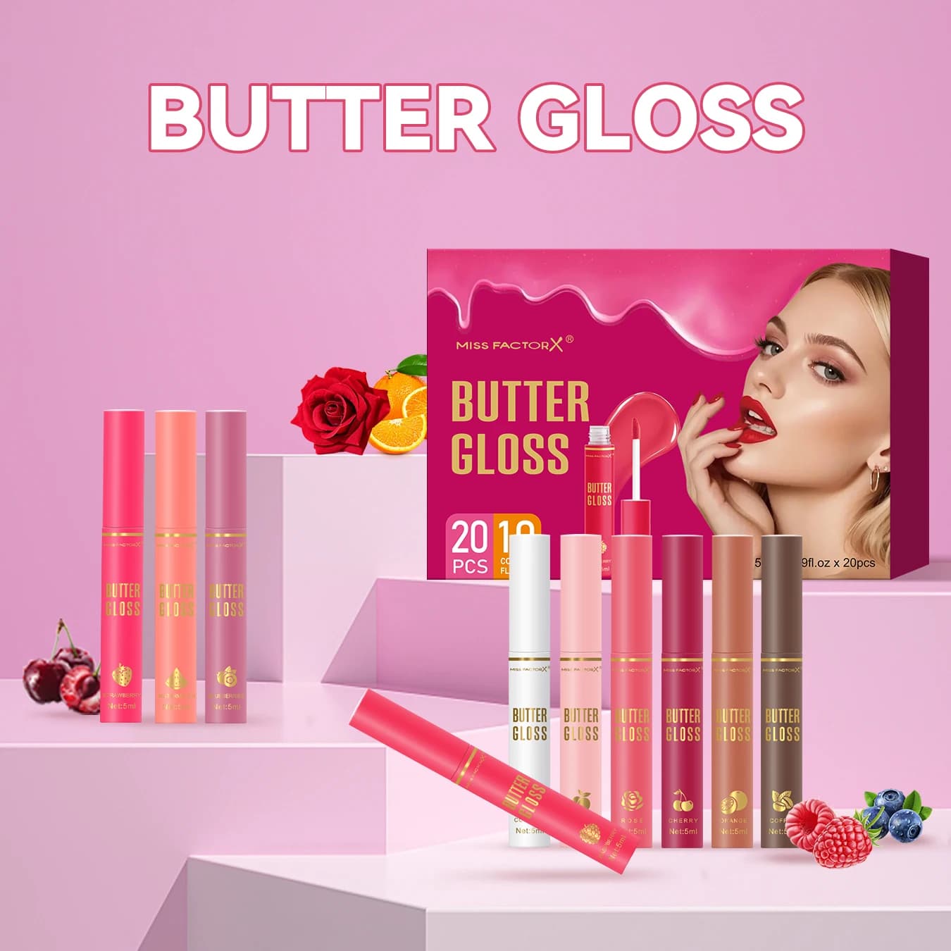 20PCS/Box 10 Flavors Colored Lip Oil - Durable, Moisturizing, Nourishing, Shining, Color Rendering, Crack Resistant