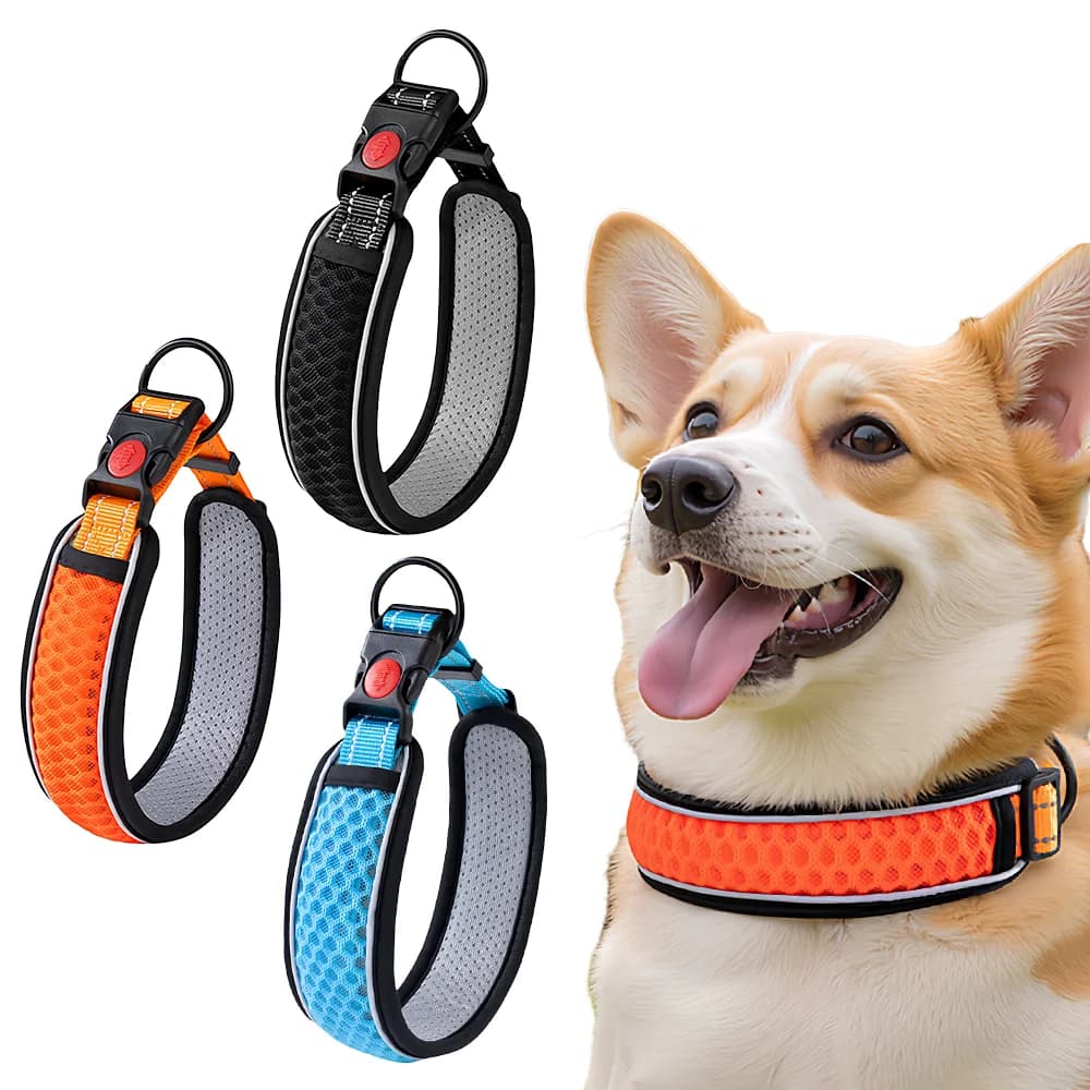 Pet Dog Collar, Adjustable Neck Strap for Walking, Reflective Durable Outdoor Collar for Small Medium Large Dogs, 1PC