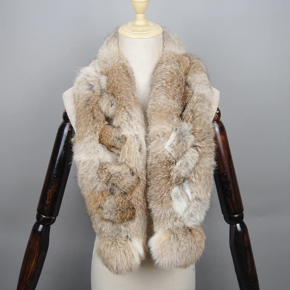 Natural Rabbit Fur Winter Scarf