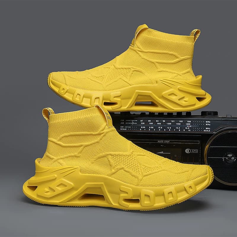 Men's Outdoor Sports Shoes - High-Top Sports Shoes Are Novel and Fashionable, Non-Slip and Durable, Suitable for All Seasons,