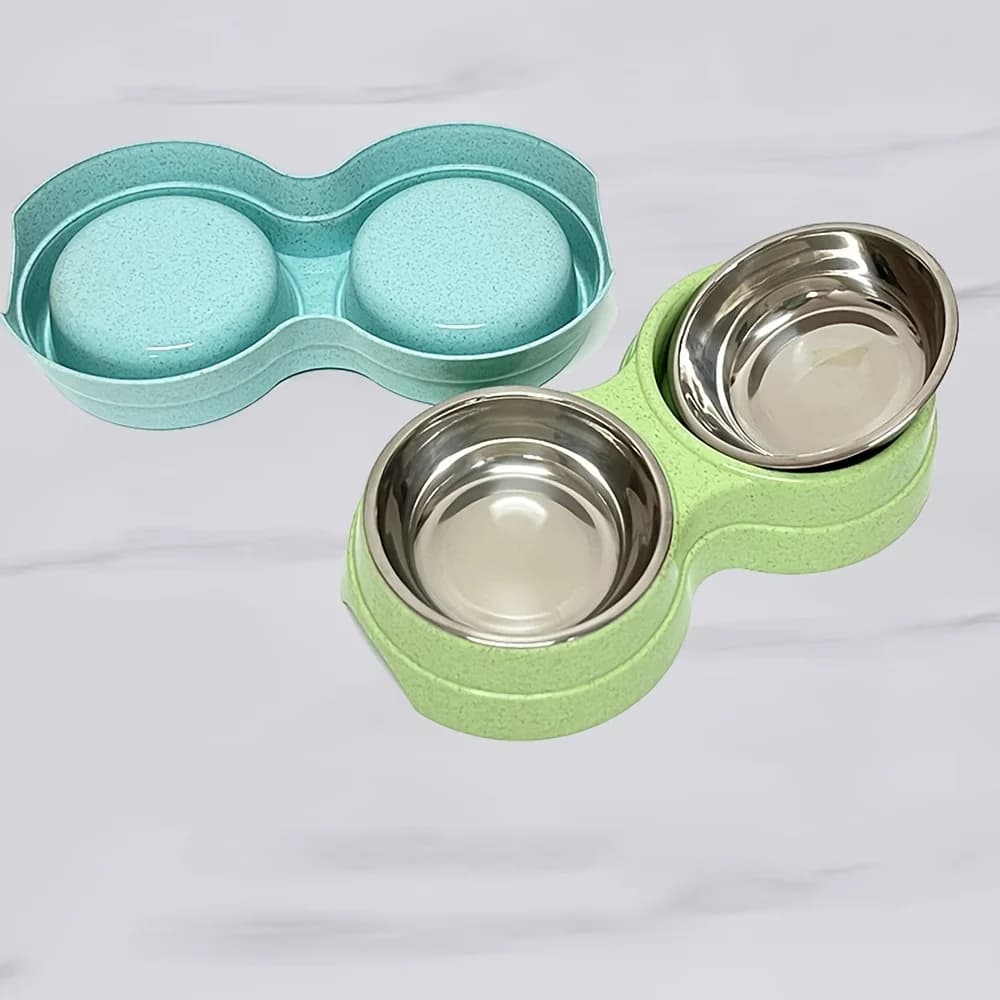 Stainless Steel Dual Pet Food and Water Bowls