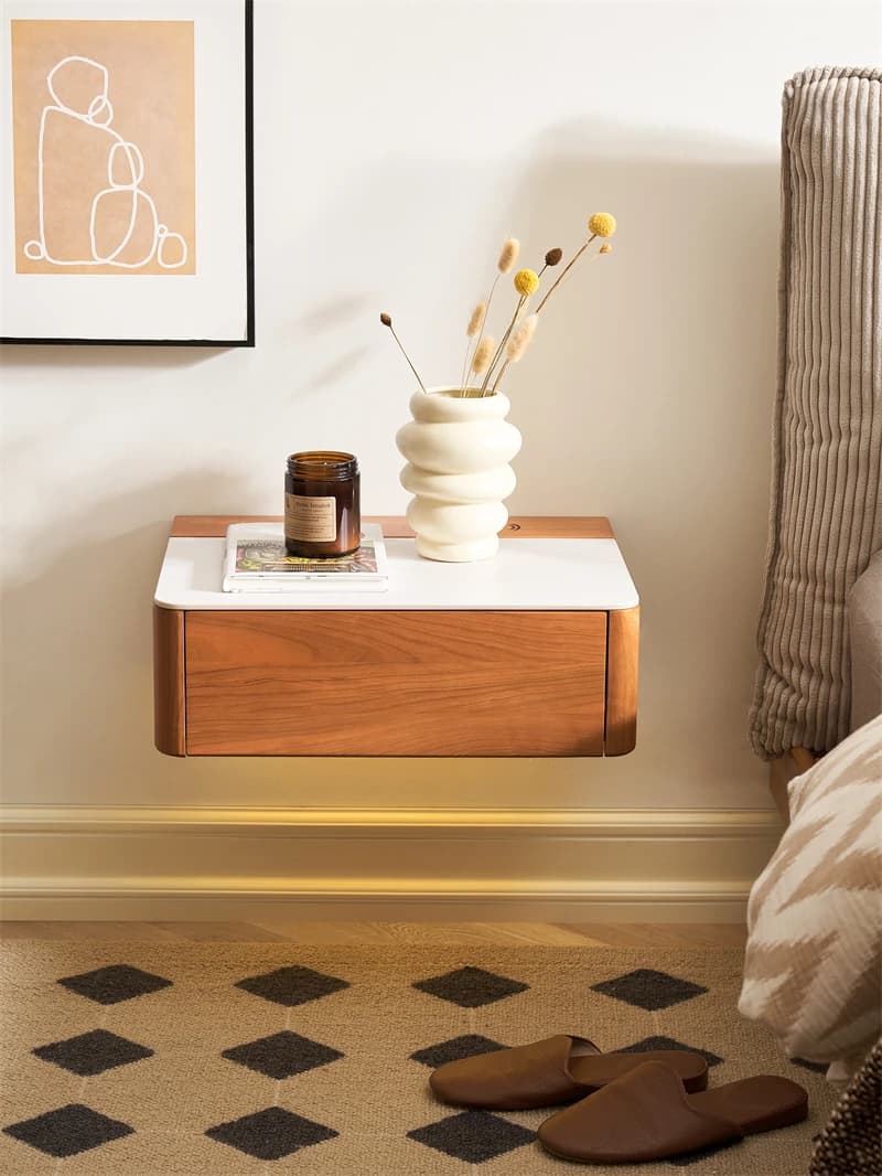 Nightstands Wooden Small Floating Wall Mounted Modern Minimalist Bedroom Oak Bedside Table Nightstand