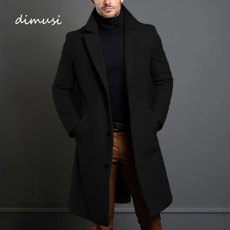 Men's Wool Trench Coat Mid-Length