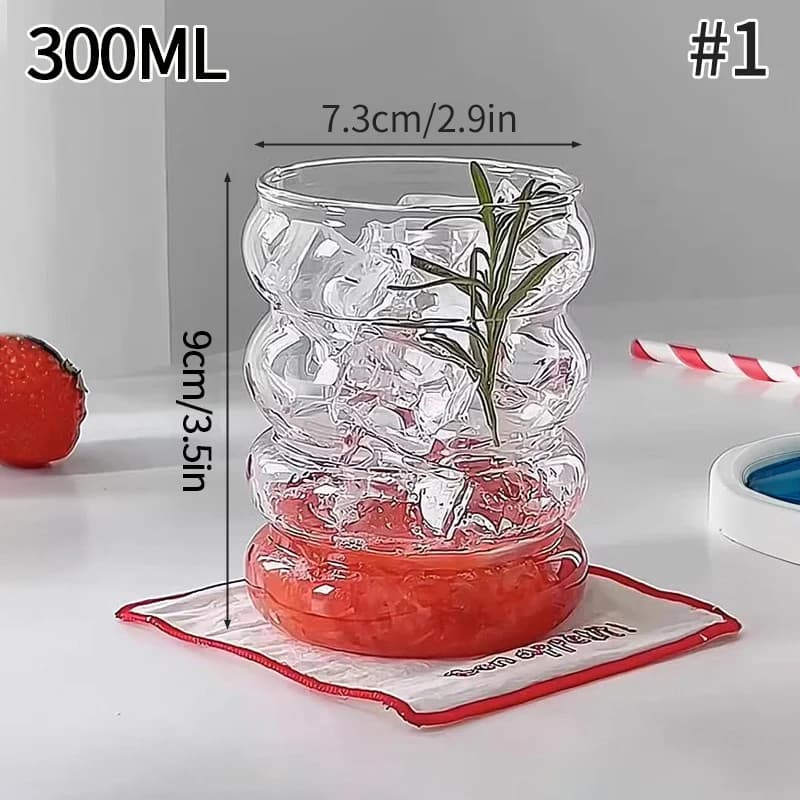 Glass Drinking Cup with Grip Pattern